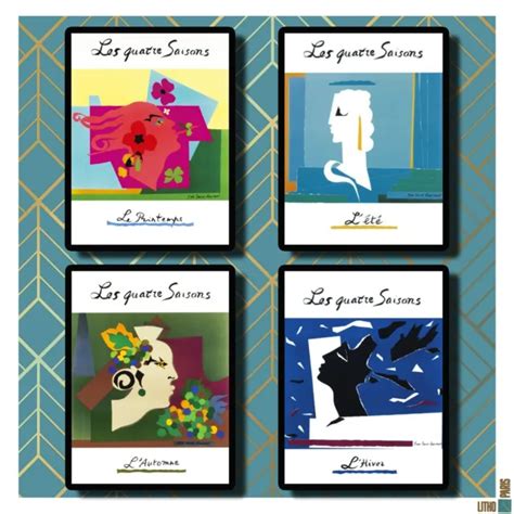 Yves Saint Laurent, 1983, Lot de 4 affiches: Les Quatre Saisons.